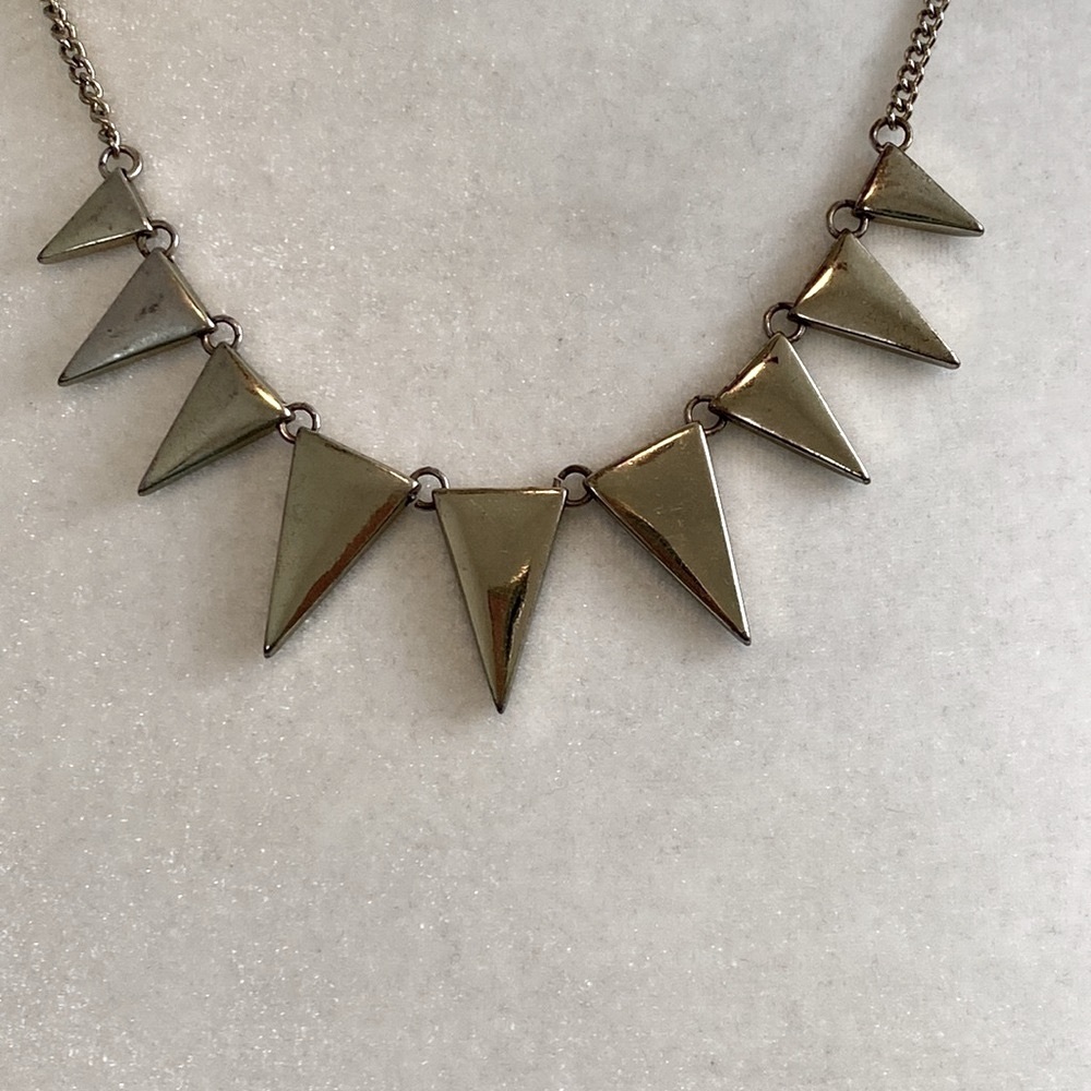 Edgy Rock Silver Tone Spike Necklace